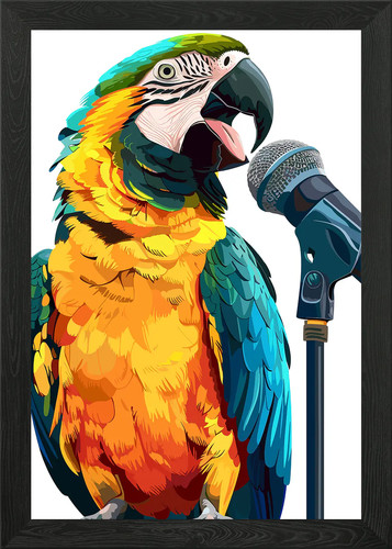 Singing parrot with microphone - parrot,